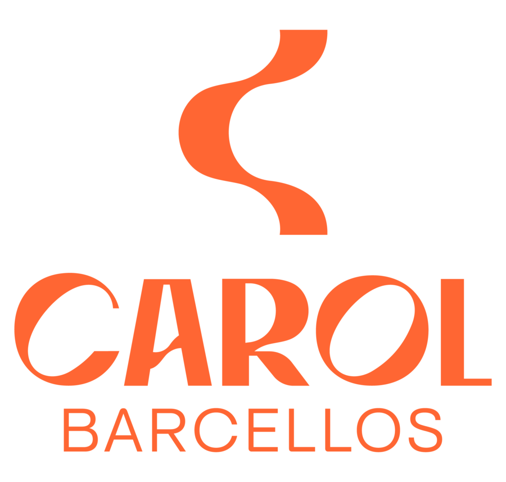 Logo Carol Barcellos vertical laranja em PNG