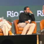 Podcast Muito Além do Esporte ao vivo no evento Rio 2c com Carol Barcellos e Maria Clara Salgado