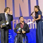 Carol Barcellos apresenta a premiação da CBDN na neve